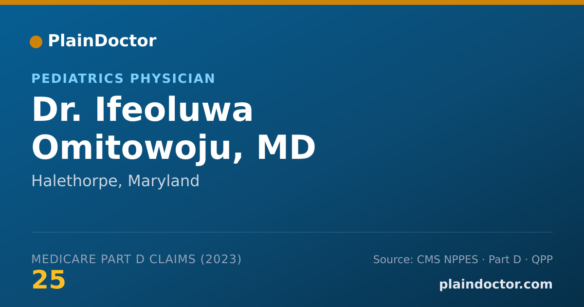 Shareable card for Ifeoluwa Omitowoju, MD - Pediatrics Physician, Halethorpe, MD