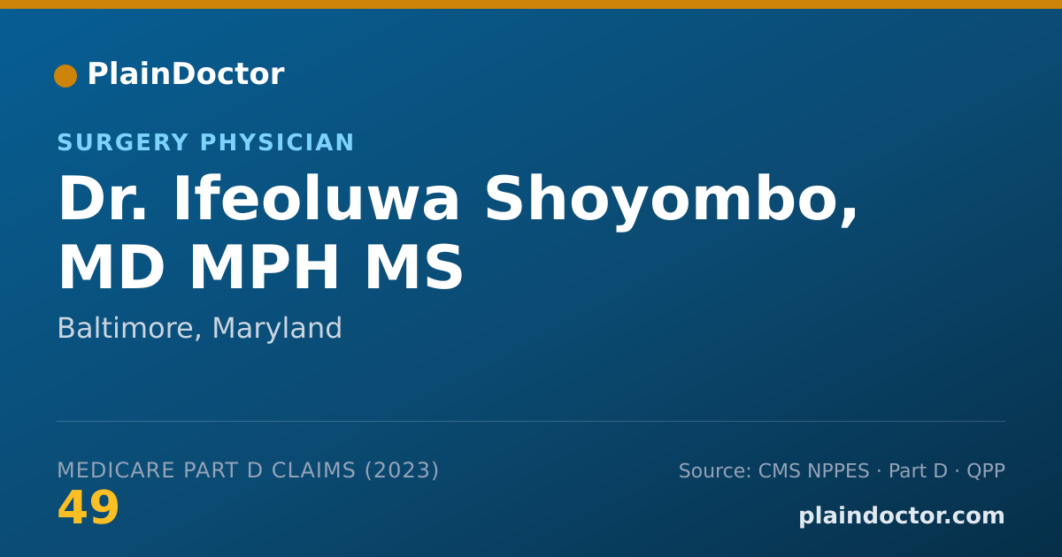 Shareable card for Ifeoluwa Shoyombo, MD MPH MS - Surgery Physician, Baltimore, MD