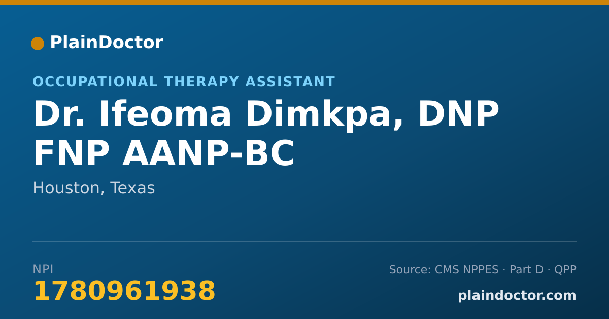 Shareable card for Ifeoma Dimkpa, DNP FNP AANP-BC - Occupational Therapy Assistant, Houston, TX