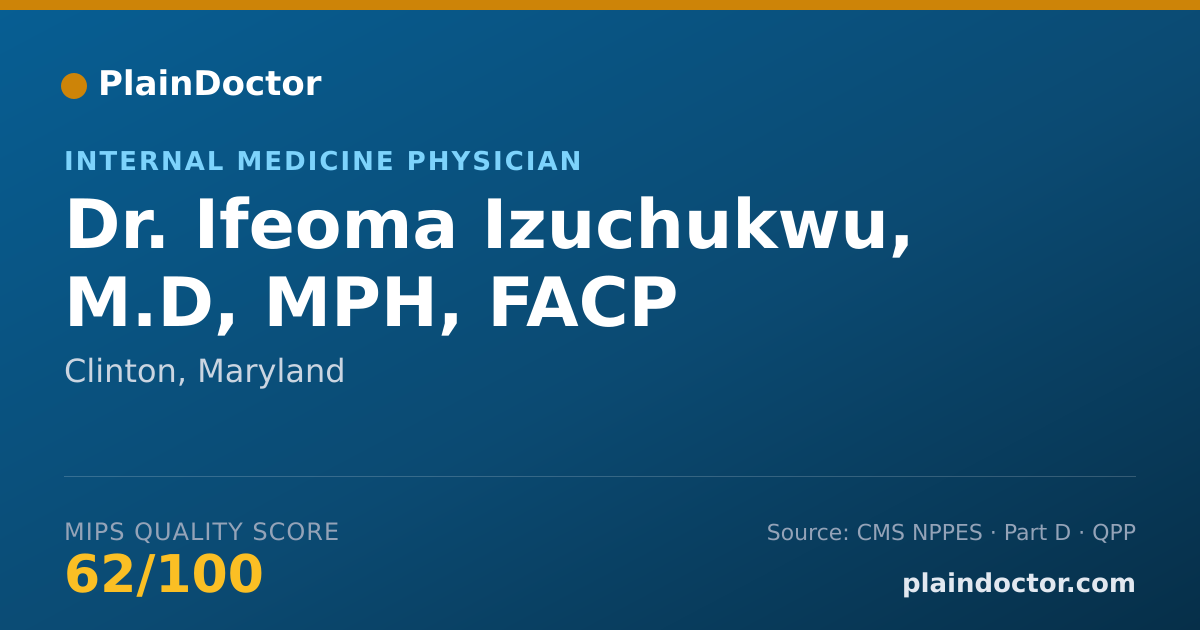 Shareable card for Ifeoma Izuchukwu, M.D, MPH, FACP - Internal Medicine Physician, Clinton, MD