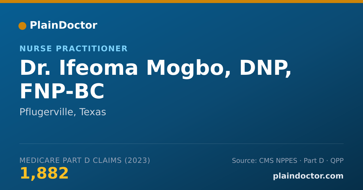 Shareable card for Ifeoma Mogbo, DNP, FNP-BC - Nurse Practitioner, Pflugerville, TX