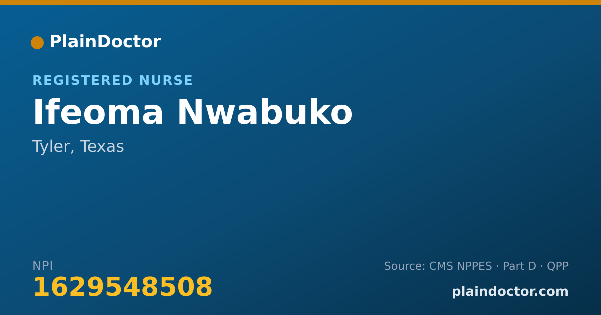 Shareable card for Ifeoma Nwabuko - Registered Nurse, Tyler, TX