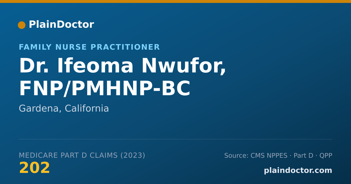 Shareable card for Ifeoma Nwufor, FNP/PMHNP-BC - Family Nurse Practitioner, Gardena, CA