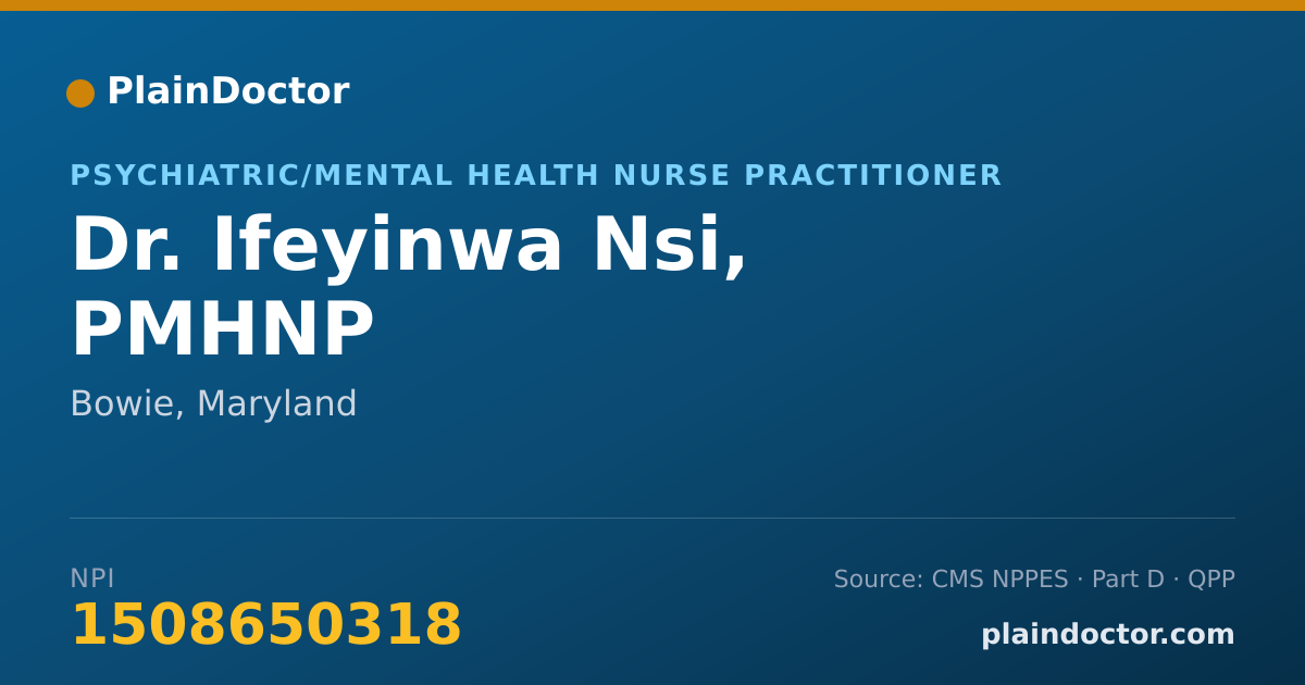 Shareable card for Ifeyinwa Nsi, PMHNP - Psychiatric/Mental Health Nurse Practitioner, Bowie, MD
