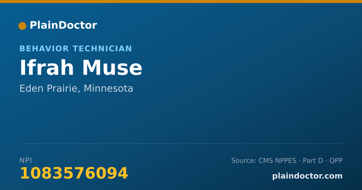Shareable card for Ifrah Muse - Behavior Technician, Eden Prairie, MN