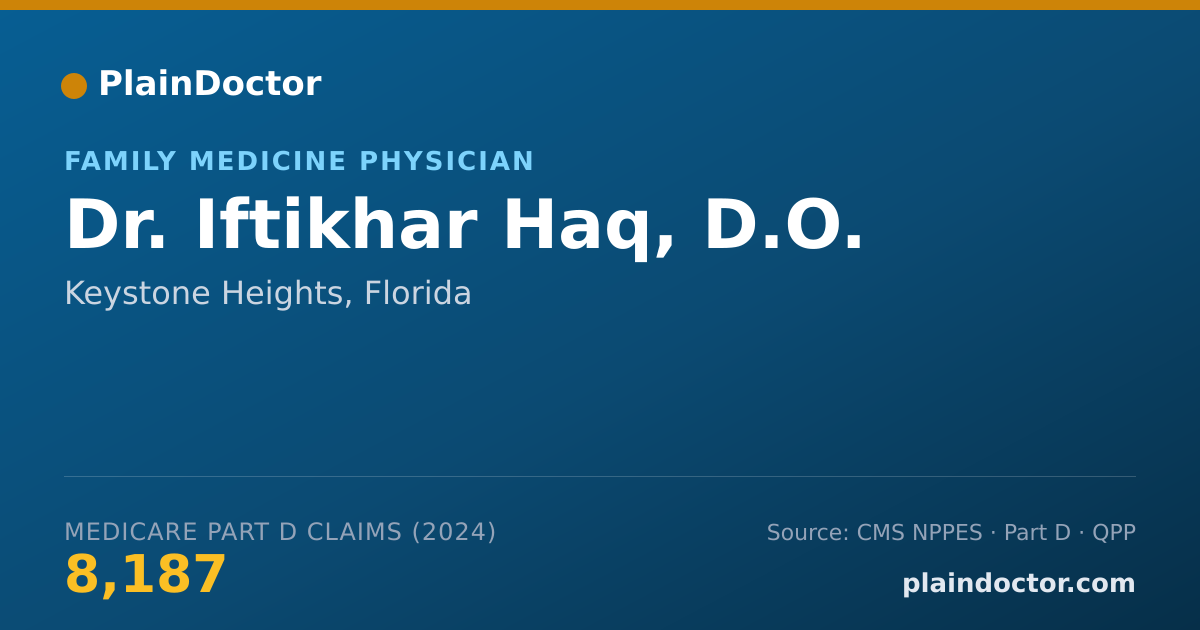 Shareable card for Iftikhar Haq, D.O. - Family Medicine Physician, Keystone Heights, FL