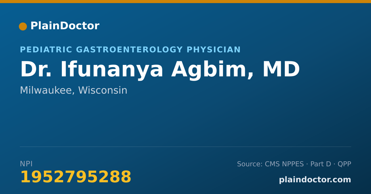 Shareable card for Ifunanya Agbim, MD - Pediatric Gastroenterology Physician, Milwaukee, WI