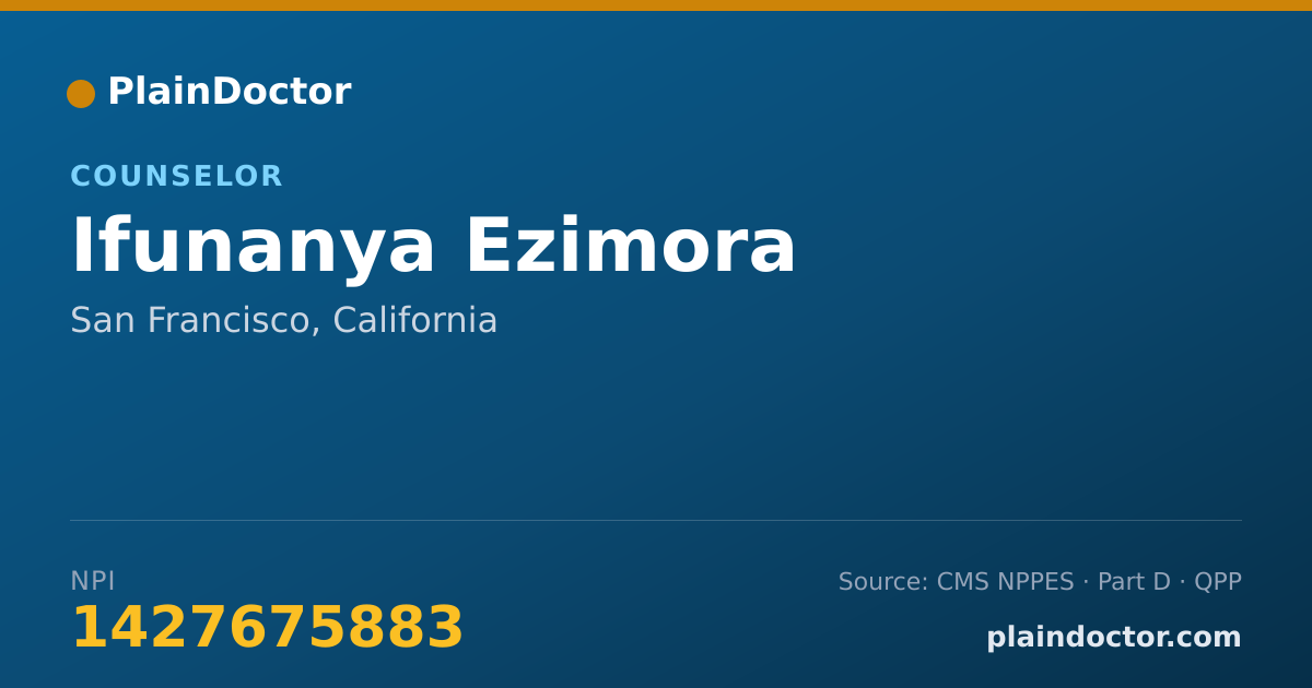 Shareable card for Ifunanya Ezimora - Counselor, San Francisco, CA