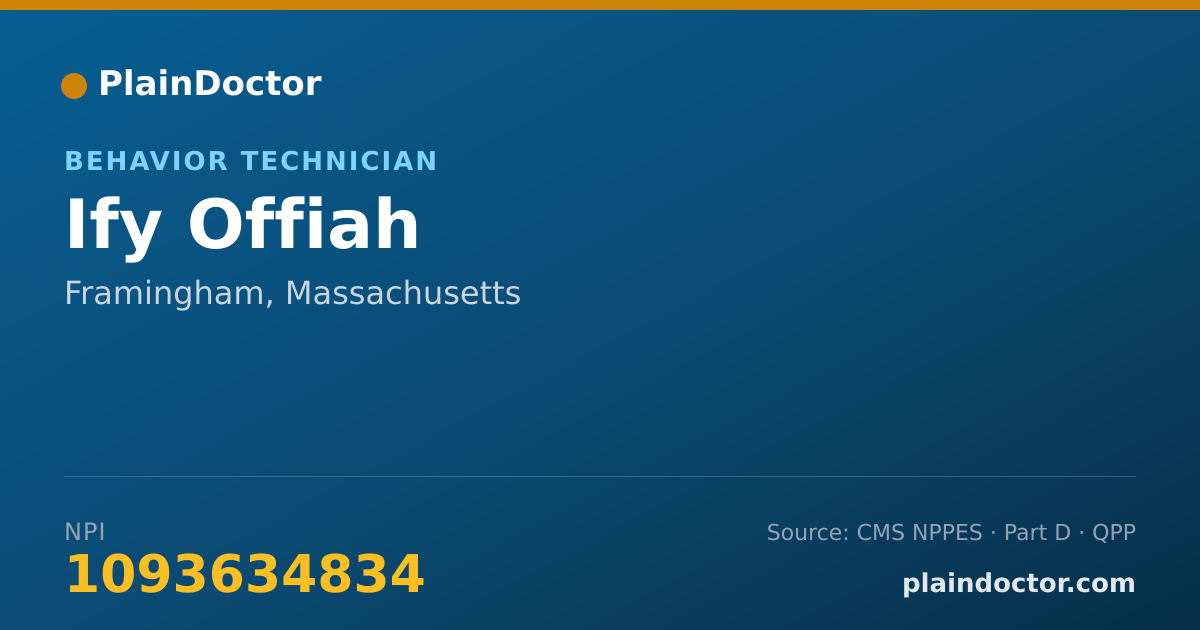Shareable card for Ify Offiah - Behavior Technician, Framingham, MA
