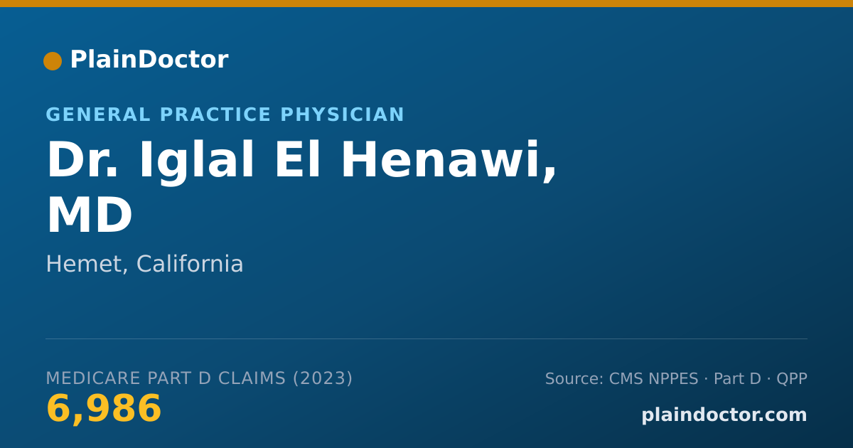 Shareable card for Iglal El Henawi, MD - General Practice Physician, Hemet, CA