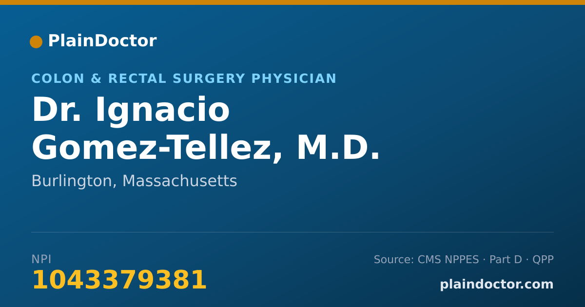 Shareable card for Ignacio Gomez-Tellez, M.D. - Colon & Rectal Surgery Physician, Burlington, MA