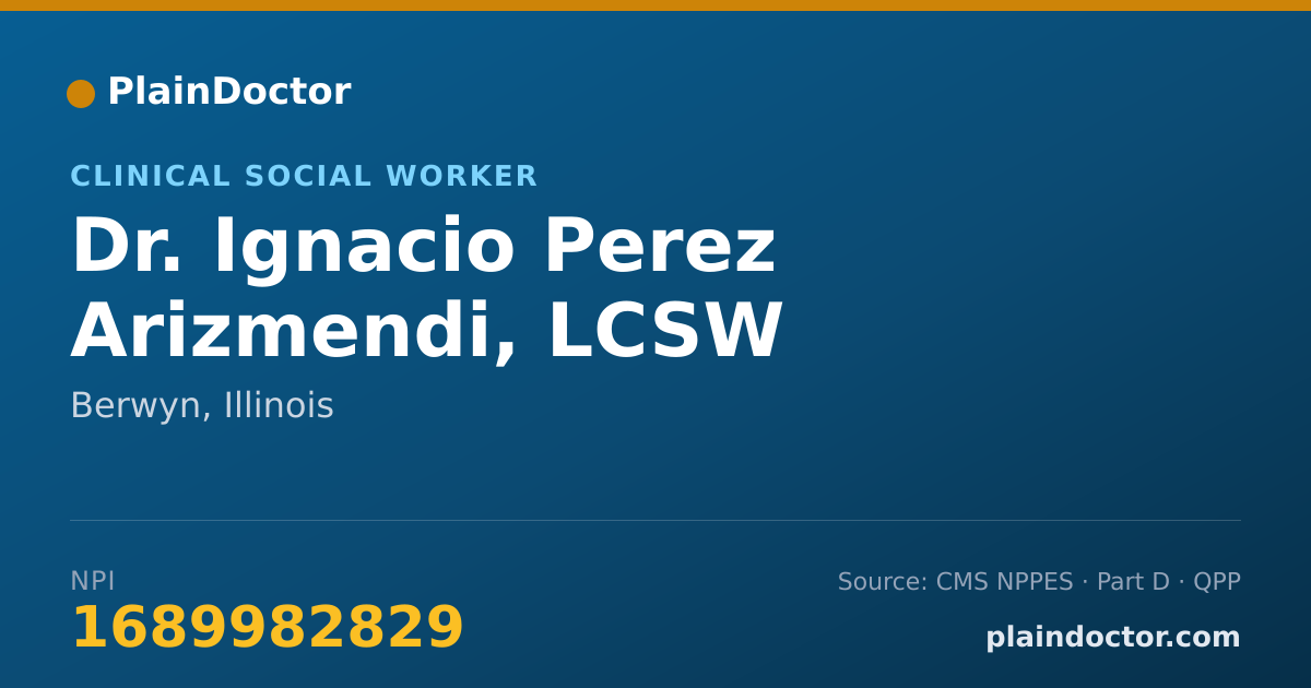 Shareable card for Ignacio Perez Arizmendi, LCSW - Clinical Social Worker, Berwyn, IL