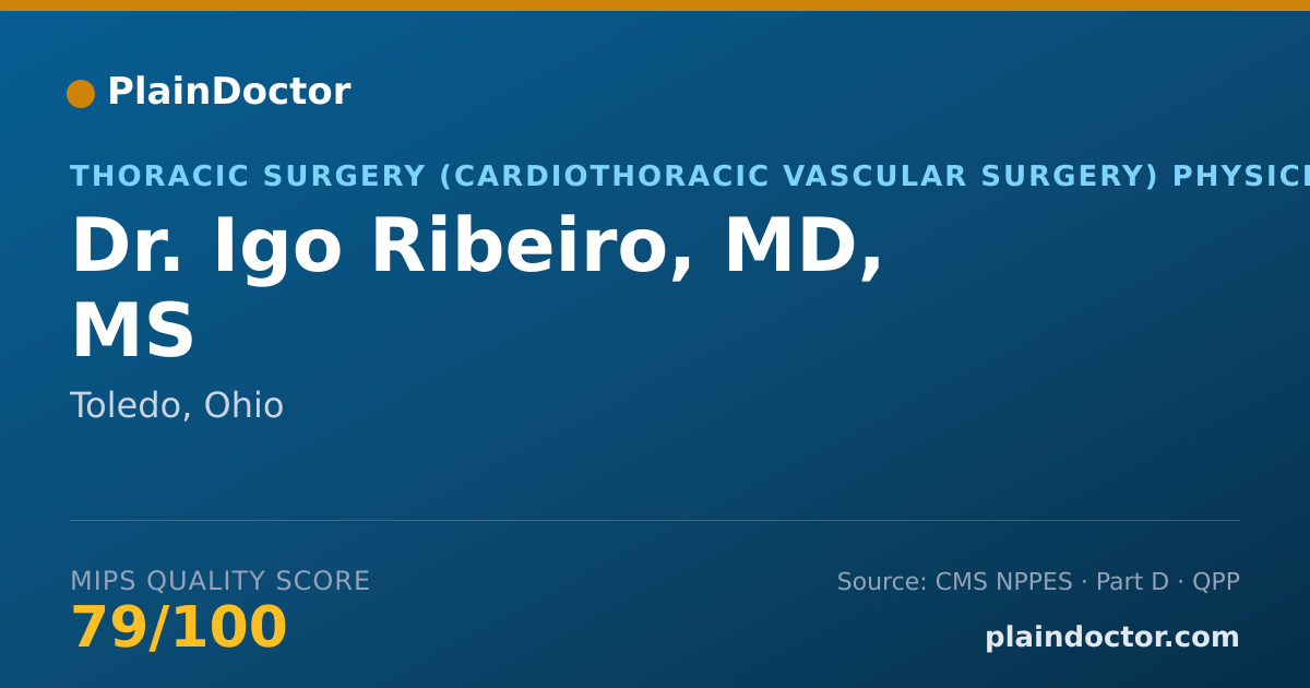Shareable card for Igo Ribeiro, MD, MS - Thoracic Surgery (Cardiothoracic Vascular Surgery) Physician, Toledo, OH