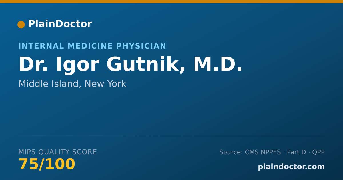 Shareable card for Igor Gutnik, M.D. - Internal Medicine Physician, Middle Island, NY