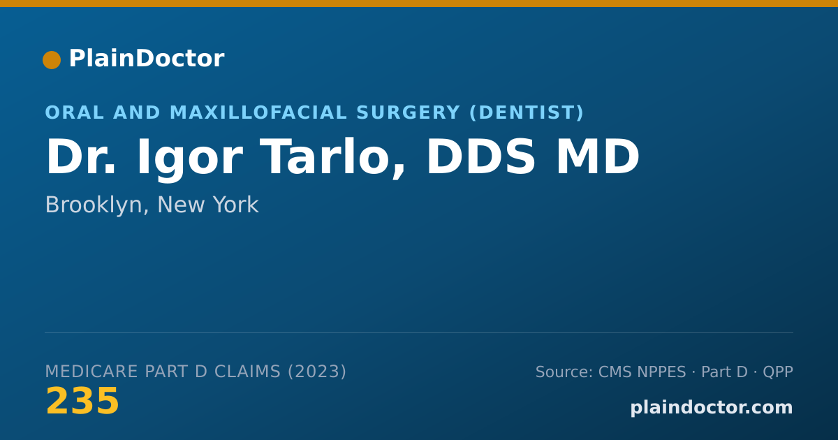 Shareable card for Igor Tarlo, DDS MD - Oral and Maxillofacial Surgery (Dentist), Brooklyn, NY
