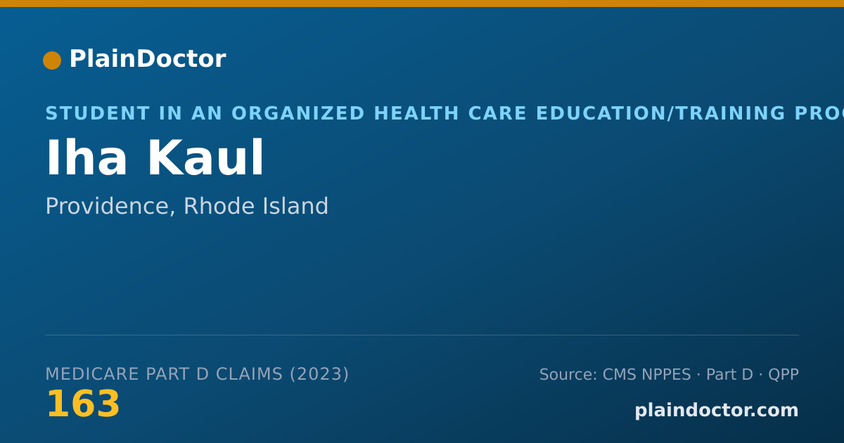 Shareable card for Iha Kaul - Student in an Organized Health Care Education/Training Program, Providence, RI