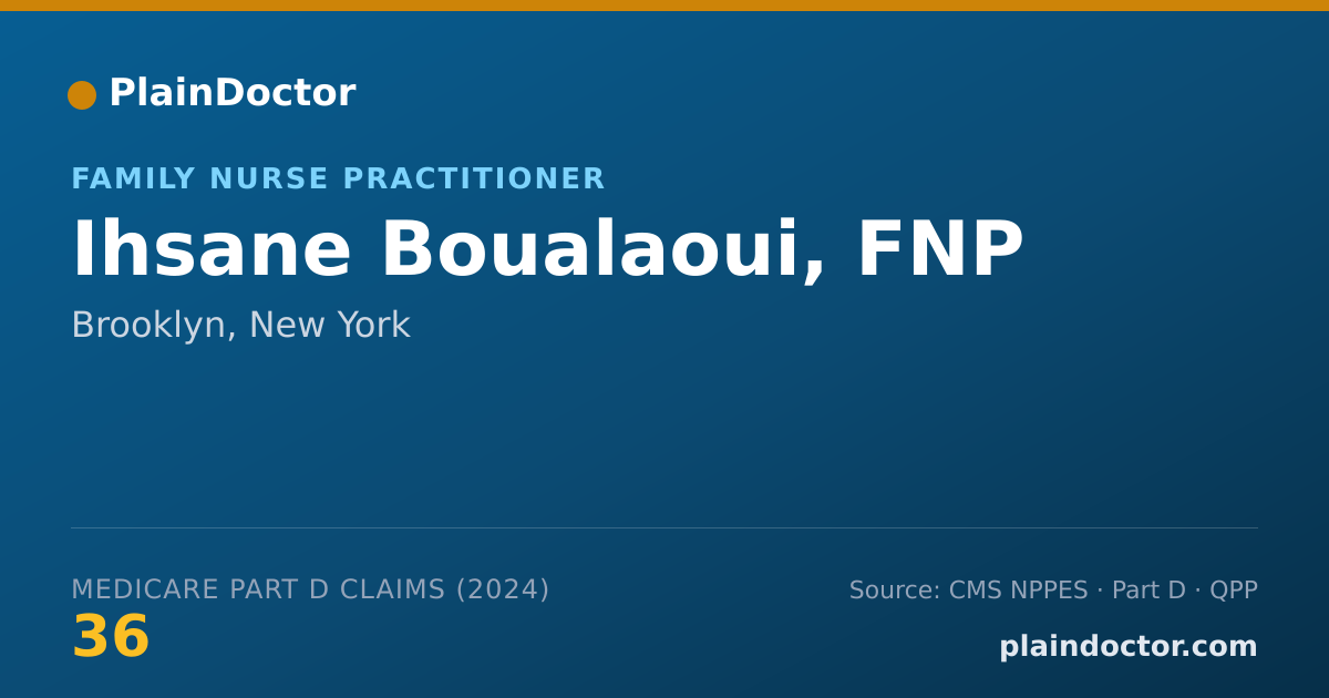 Shareable card for Ihsane Boualaoui, FNP - Family Nurse Practitioner, Brooklyn, NY