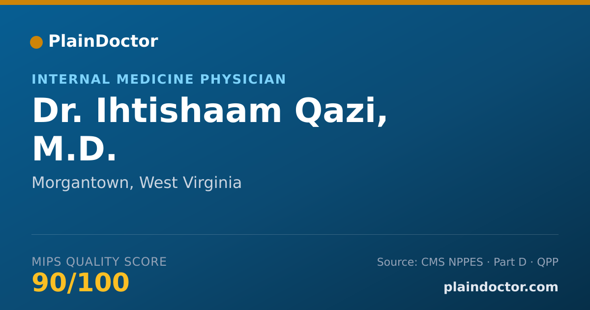 Shareable card for Ihtishaam Qazi, M.D. - Internal Medicine Physician, Morgantown, WV