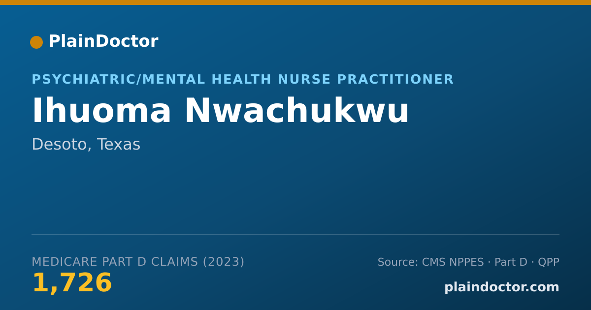 Shareable card for Ihuoma Nwachukwu - Psychiatric/Mental Health Nurse Practitioner, Desoto, TX