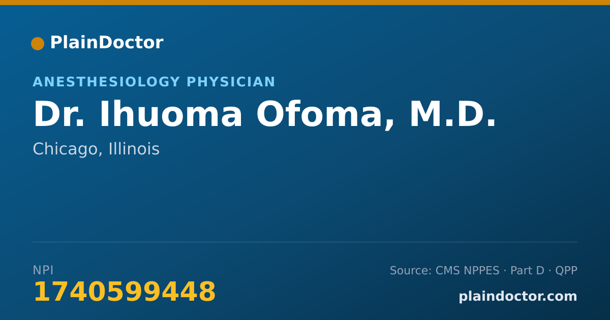 Shareable card for Ihuoma Ofoma, M.D. - Anesthesiology Physician, Chicago, IL
