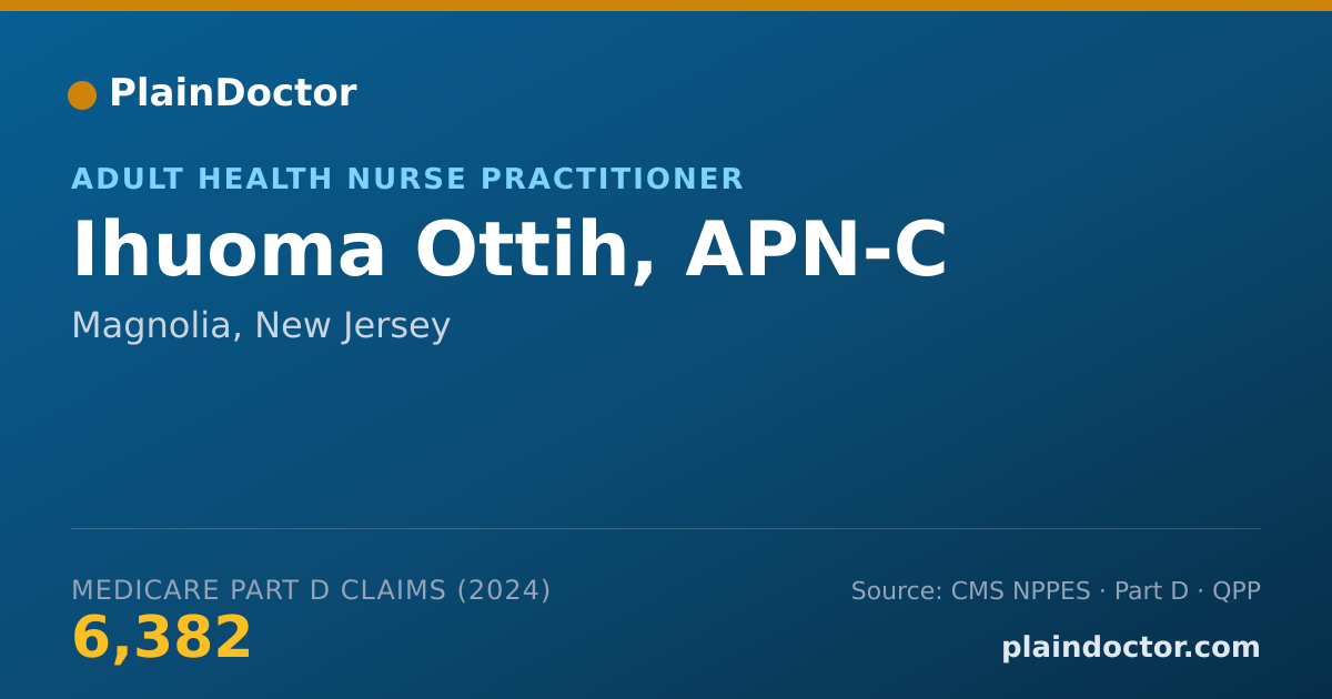 Shareable card for Ihuoma Ottih, APN-C - Adult Health Nurse Practitioner, Magnolia, NJ
