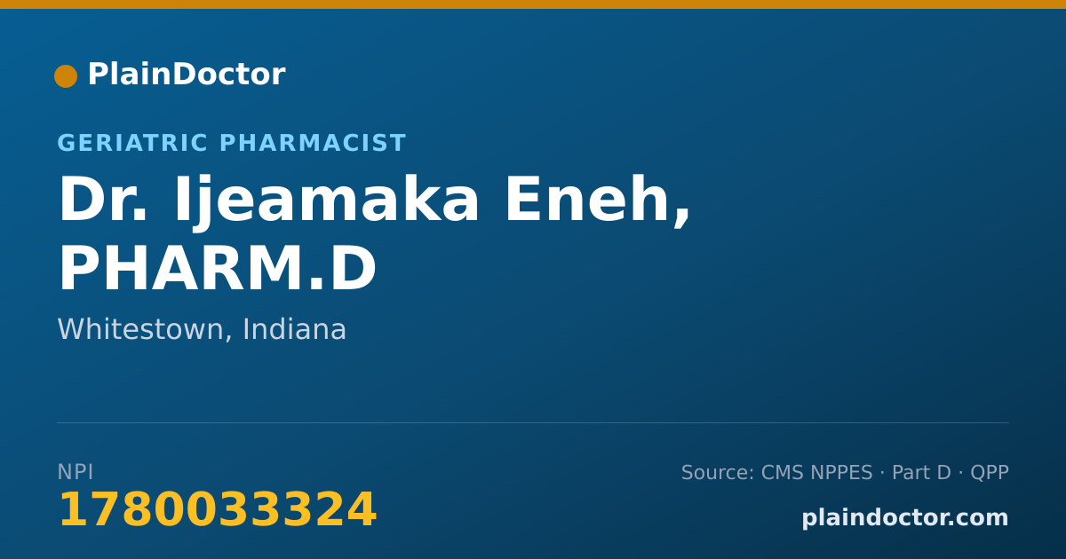Shareable card for Ijeamaka Eneh, PHARM.D - Geriatric Pharmacist, Whitestown, IN