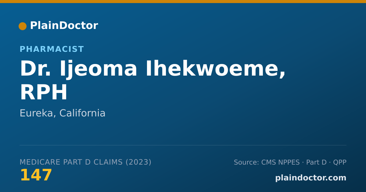 Shareable card for Ijeoma Ihekwoeme, RPH - Pharmacist, Eureka, CA