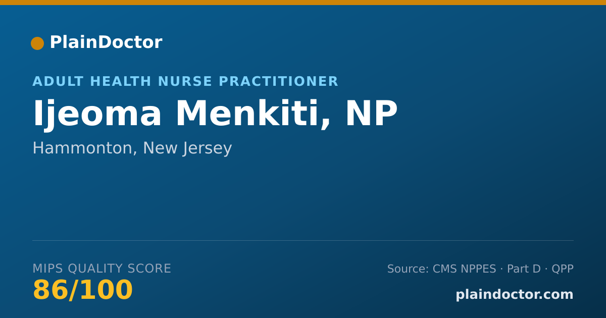 Shareable card for Ijeoma Menkiti, NP - Adult Health Nurse Practitioner, Hammonton, NJ