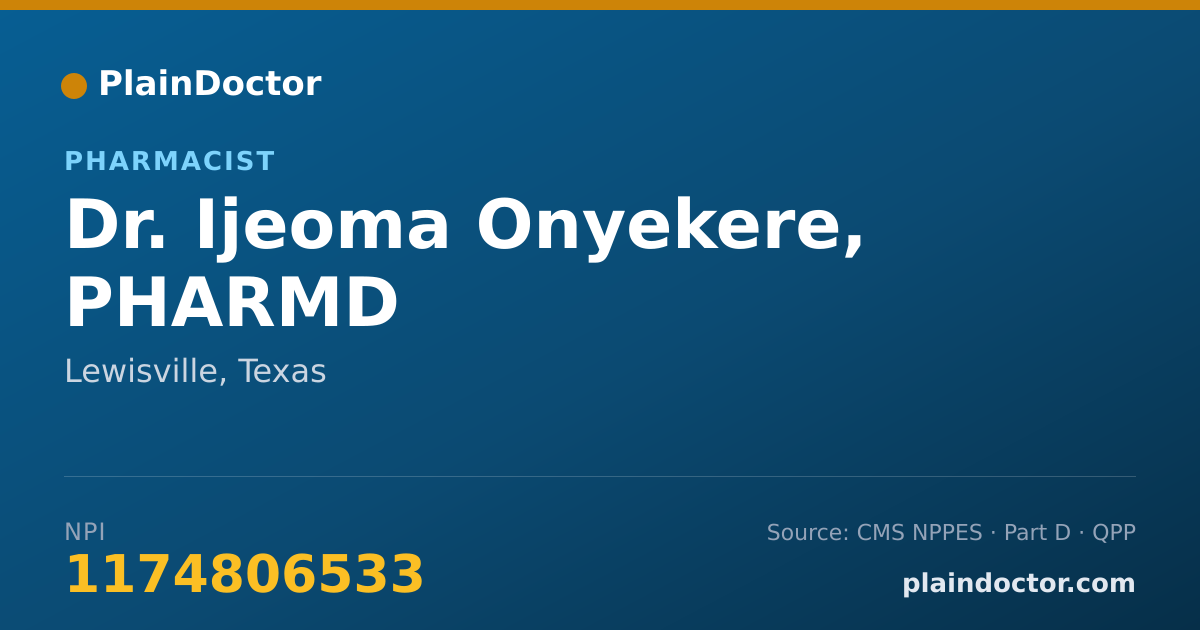 Shareable card for Ijeoma Onyekere, PHARMD - Pharmacist, Lewisville, TX