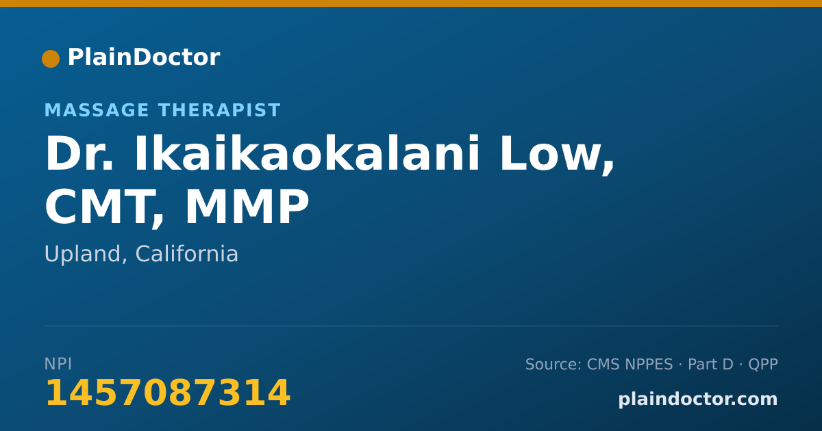 Shareable card for Ikaikaokalani Low, CMT, MMP - Massage Therapist, Upland, CA