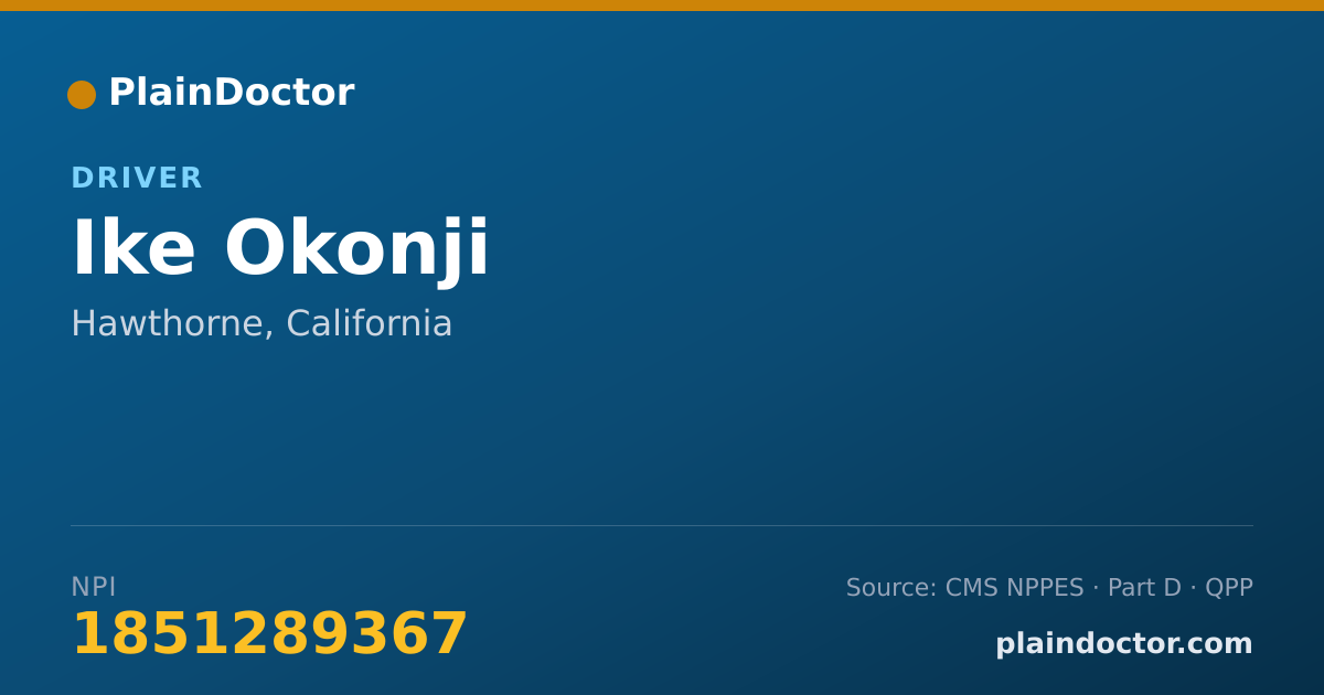 Shareable card for Ike Okonji - Driver, Hawthorne, CA