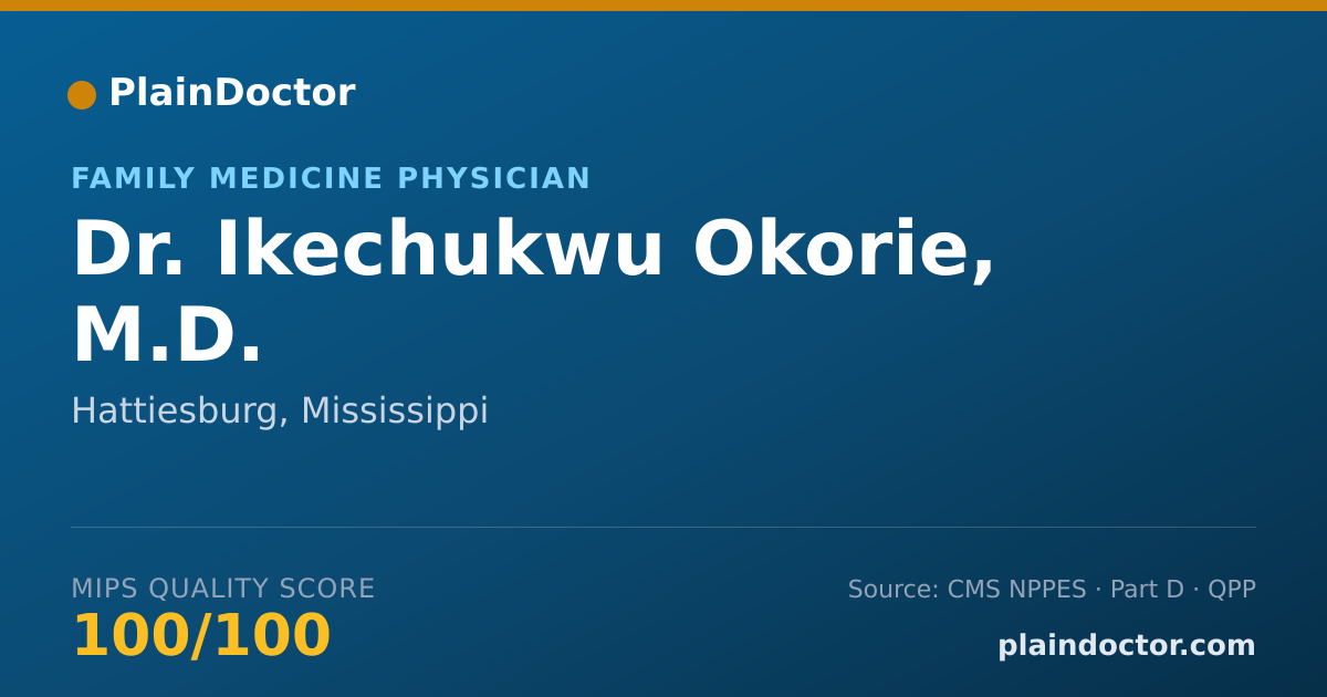 Shareable card for Ikechukwu Okorie, M.D. - Family Medicine Physician, Hattiesburg, MS