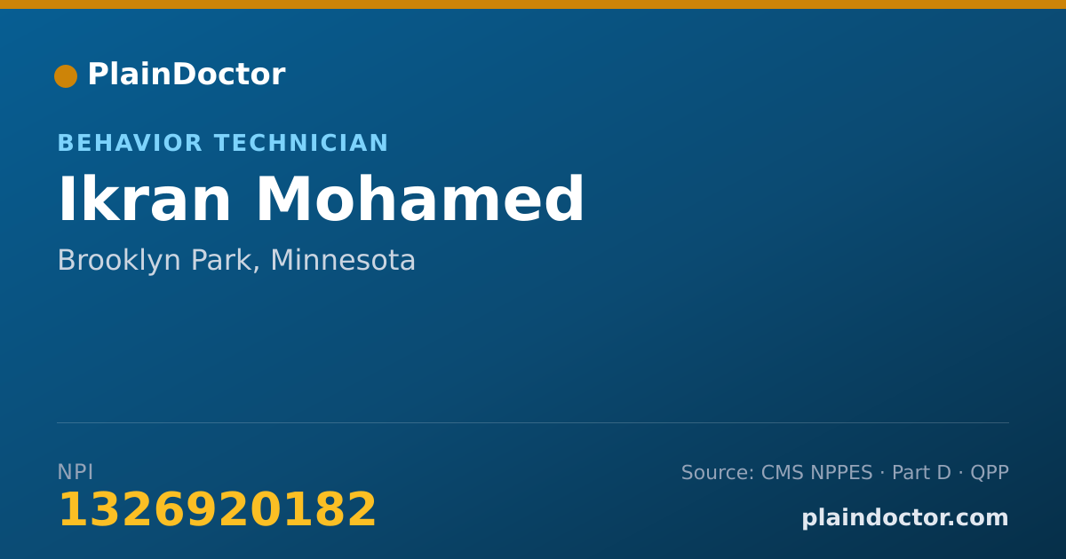 Shareable card for Ikran Mohamed - Behavior Technician, Brooklyn Park, MN