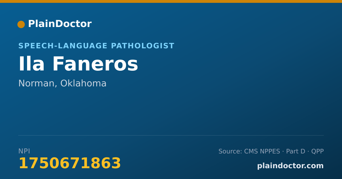 Shareable card for Ila Faneros - Speech-Language Pathologist, Norman, OK