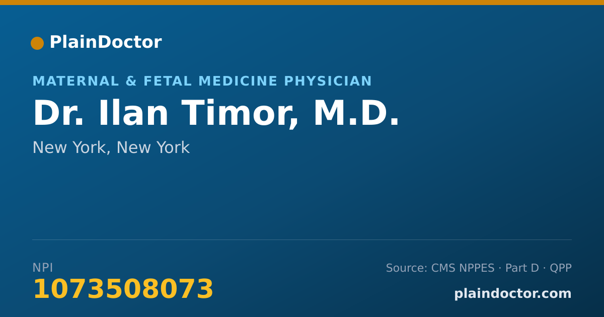 Shareable card for Ilan Timor, M.D. - Maternal & Fetal Medicine Physician, New York, NY