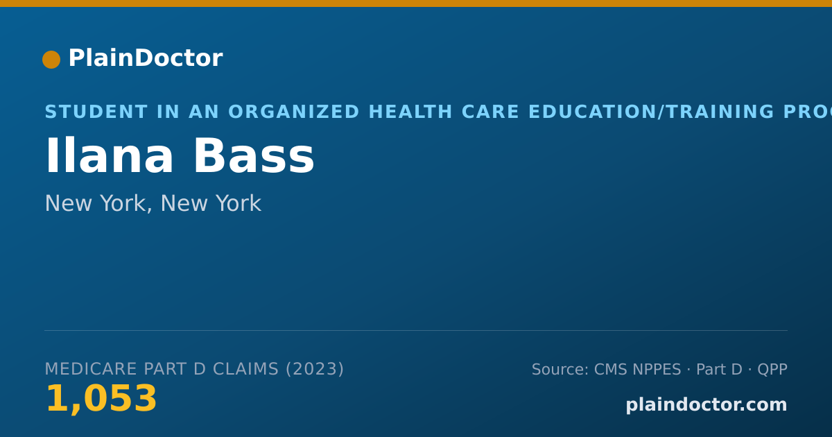 Shareable card for Ilana Bass - Student in an Organized Health Care Education/Training Program, New York, NY