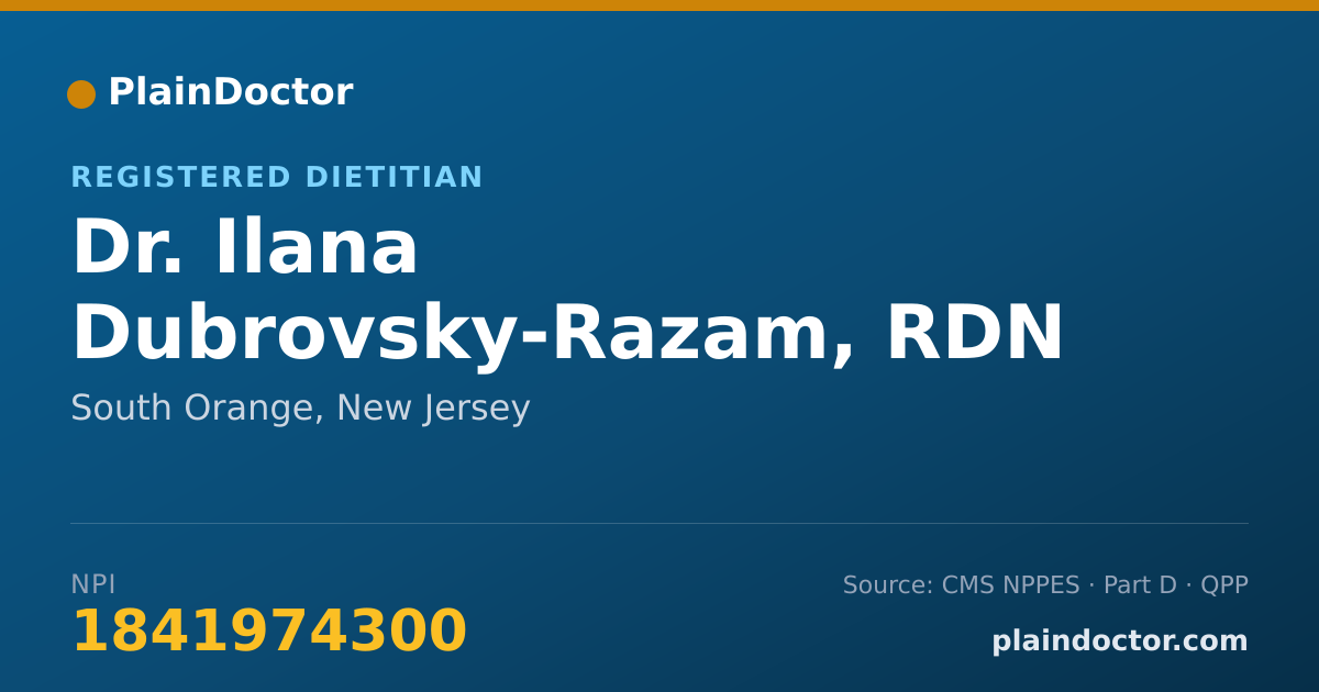 Shareable card for Ilana Dubrovsky-Razam, RDN - Registered Dietitian, South Orange, NJ