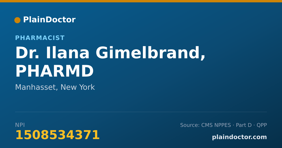 Shareable card for Ilana Gimelbrand, PHARMD - Pharmacist, Manhasset, NY