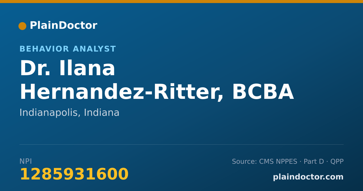 Shareable card for Ilana Hernandez-Ritter, BCBA - Behavior Analyst, Indianapolis, IN