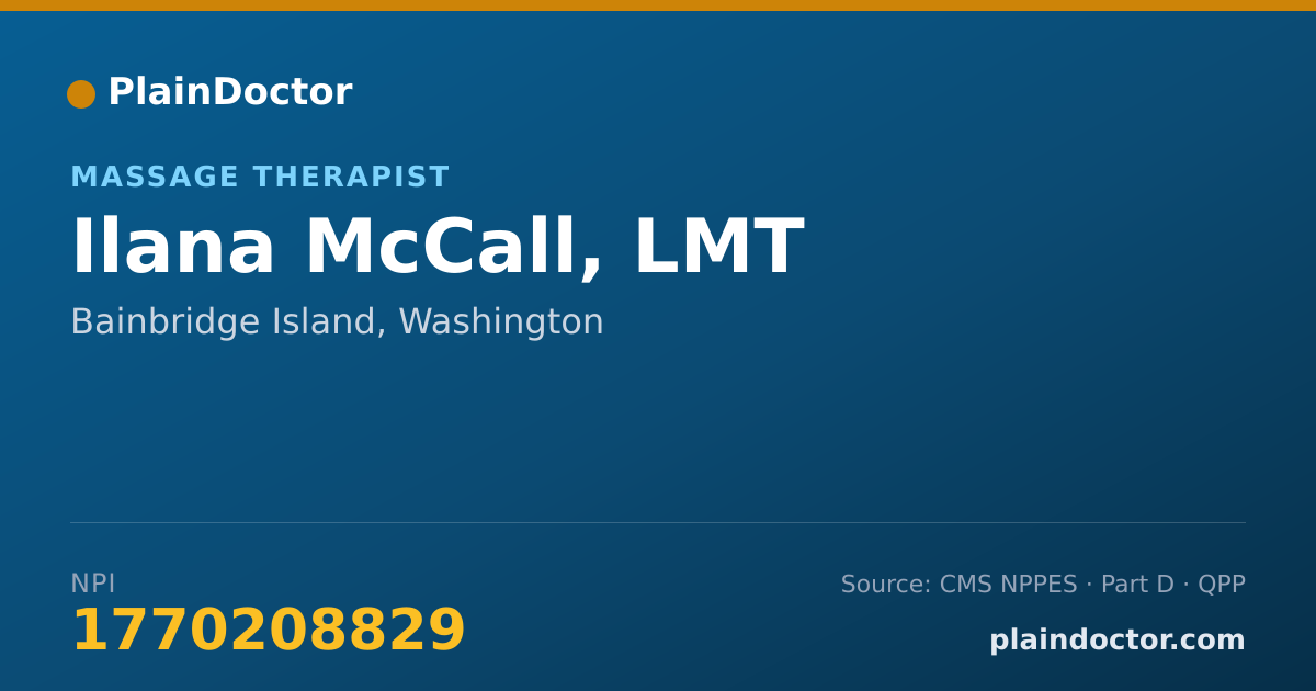 Shareable card for Ilana McCall, LMT - Massage Therapist, Bainbridge Island, WA