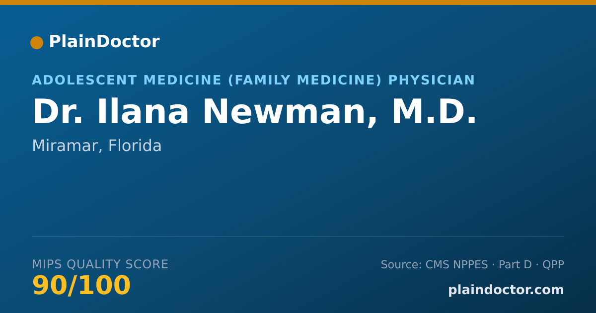 Shareable card for Ilana Newman, M.D. - Adolescent Medicine (Family Medicine) Physician, Miramar, FL