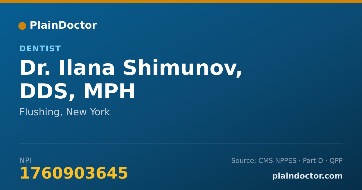 Shareable card for Ilana Shimunov, DDS, MPH - Dentist, Flushing, NY