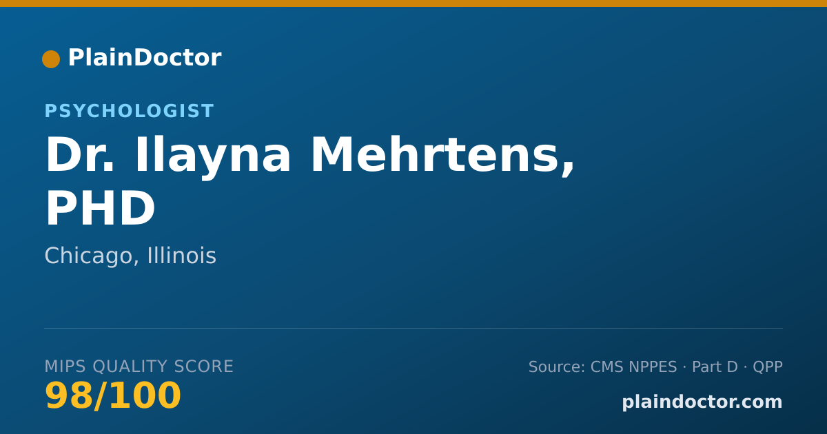 Shareable card for Ilayna Mehrtens, PHD - Psychologist, Chicago, IL