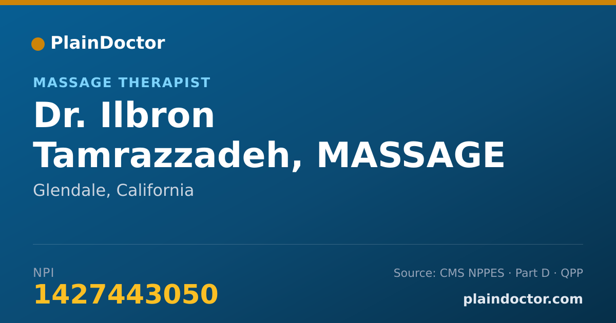 Shareable card for Ilbron Tamrazzadeh, MASSAGE THERAPY - Massage Therapist, Glendale, CA