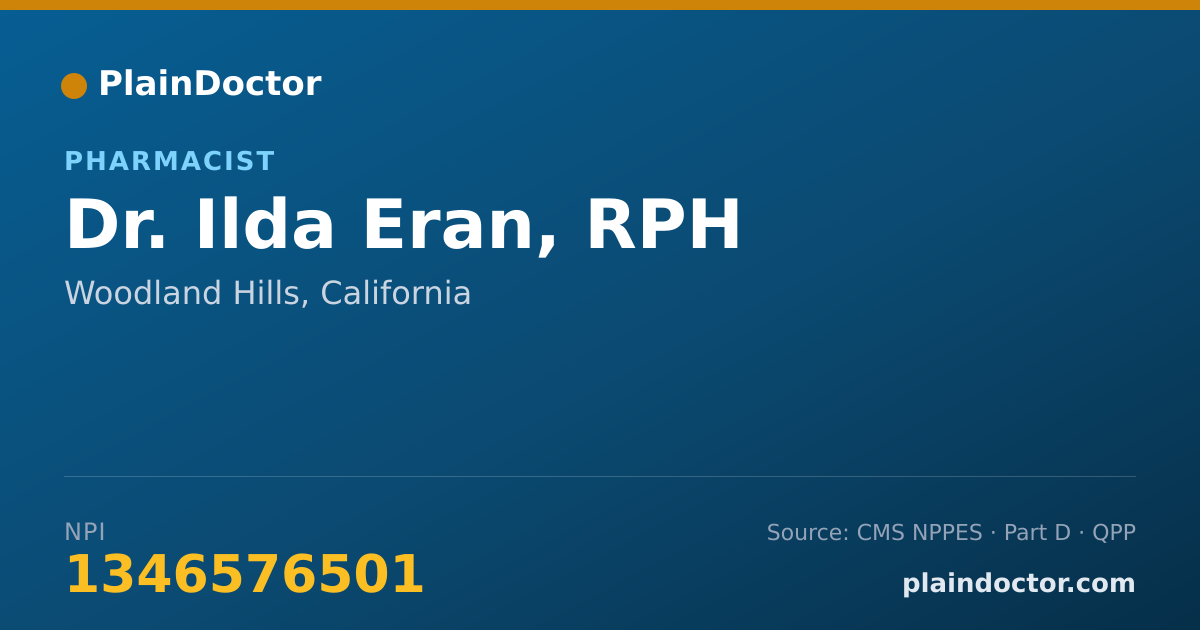 Shareable card for Ilda Eran, RPH - Pharmacist, Woodland Hills, CA