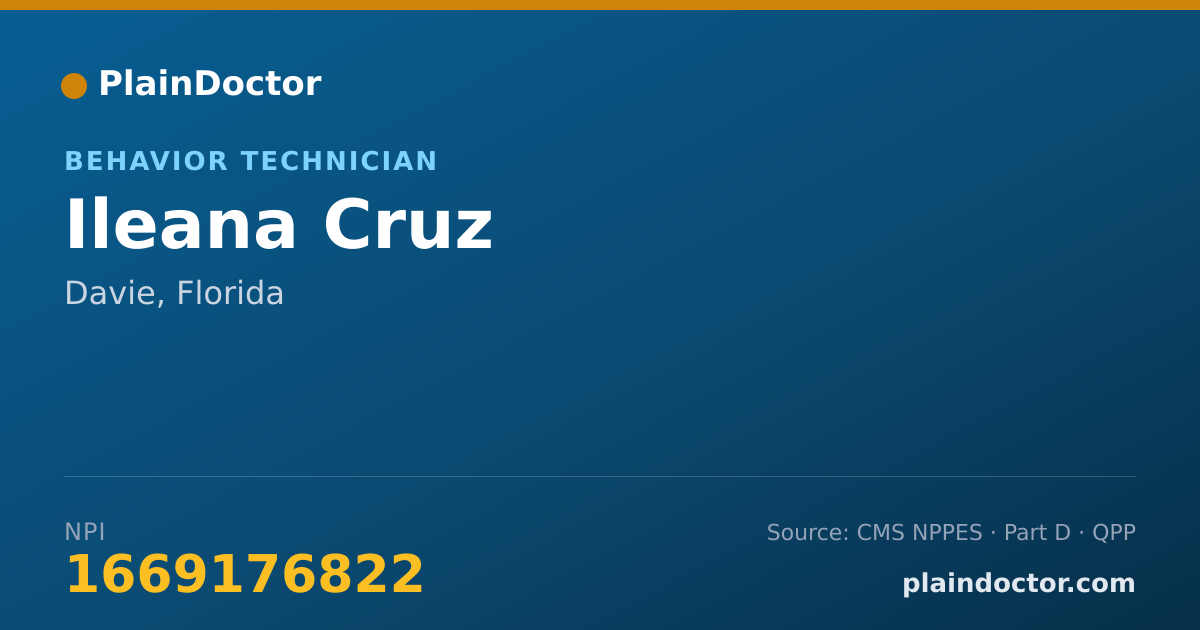 Shareable card for Ileana Cruz - Behavior Technician, Davie, FL