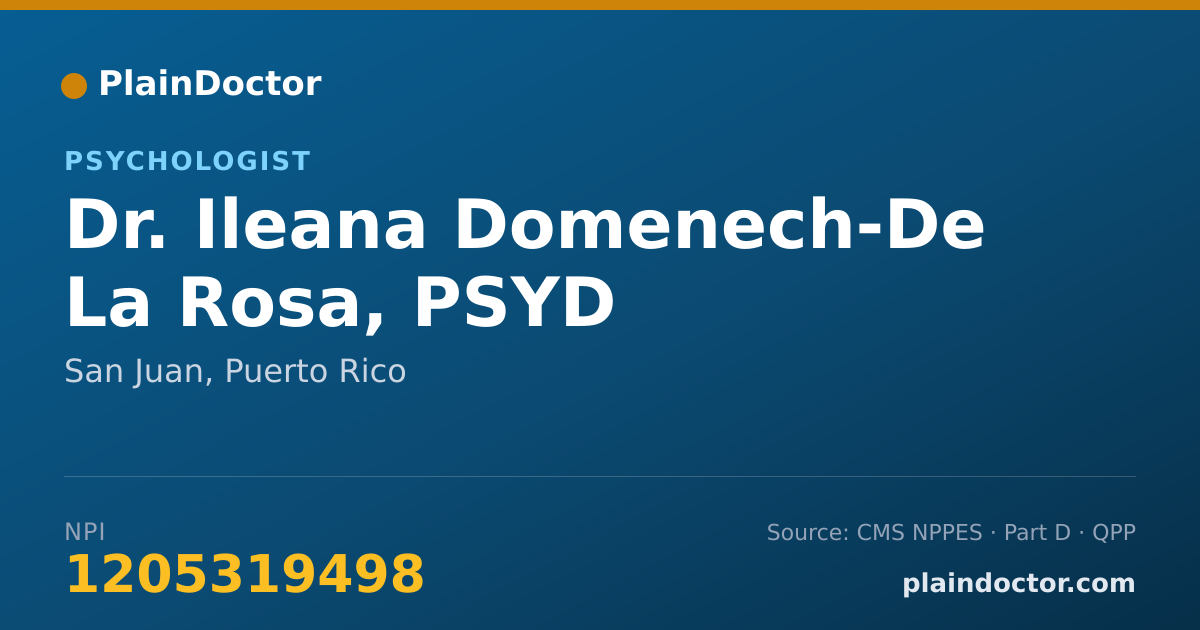 Shareable card for Ileana Domenech-De La Rosa, PSYD - Psychologist, San Juan, PR