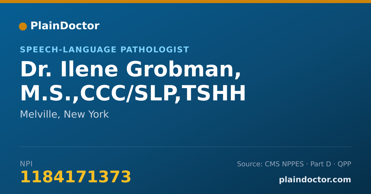 Shareable card for Ilene Grobman, M.S.,CCC/SLP,TSHH - Speech-Language Pathologist, Melville, NY