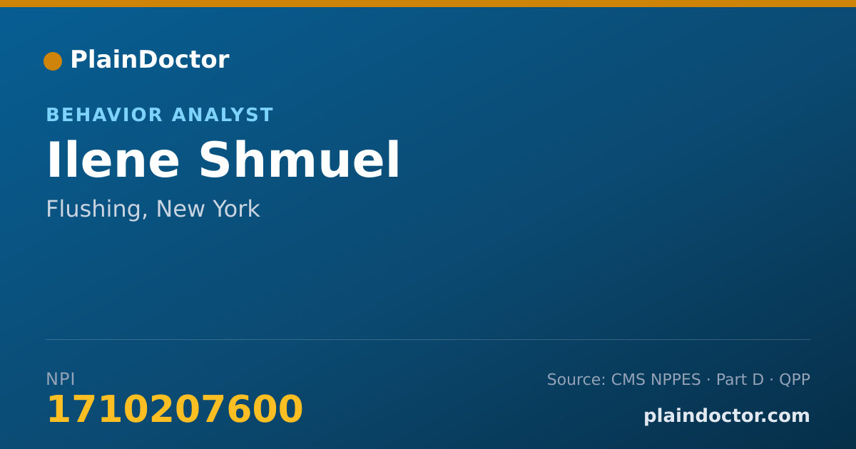 Shareable card for Ilene Shmuel - Behavior Analyst, Flushing, NY