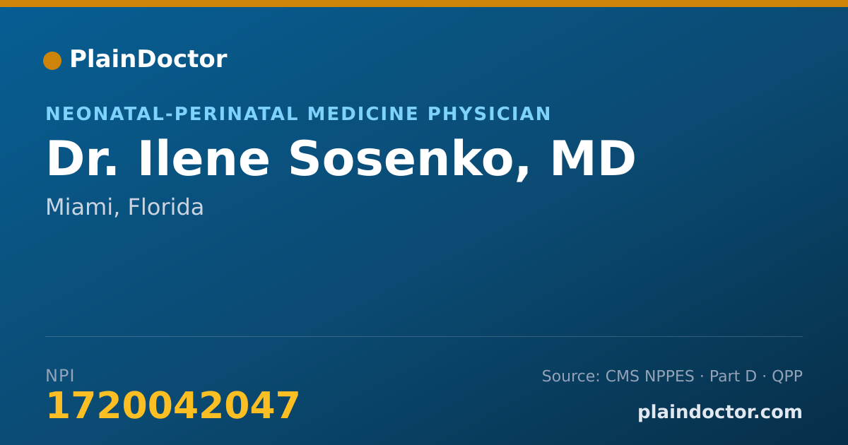 Shareable card for Ilene Sosenko, MD - Neonatal-Perinatal Medicine Physician, Miami, FL